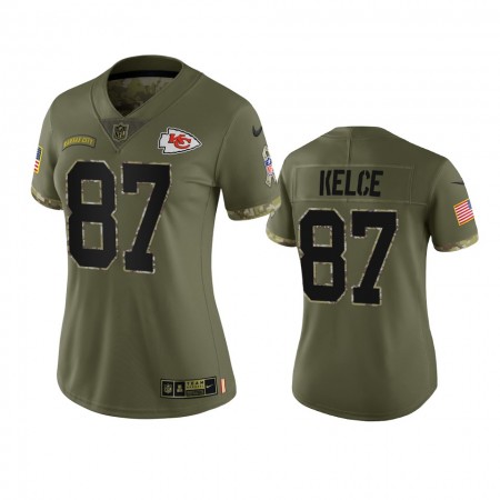 Tröjor Kansas City Chiefs Travis Kelce 87 Olive 2022 Salute To Service Limited - Dame Tröjor Kansas City Chiefs Travis Kelce 87 Olive 2022 Salute To Service Limited - Dame